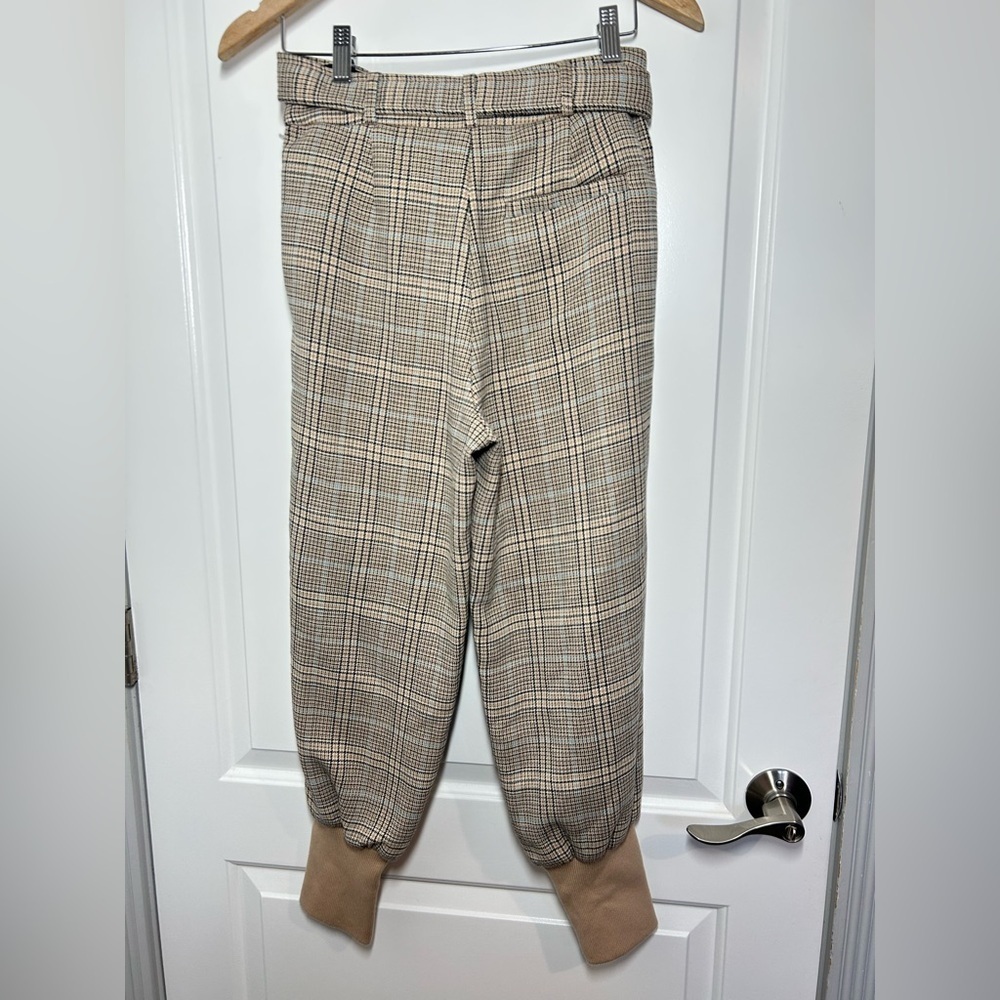 Anthropologie Maeve Boot Tuck Knit Plaid Trouser Pants with Belt size 4 preppy - Picture 4 of 15